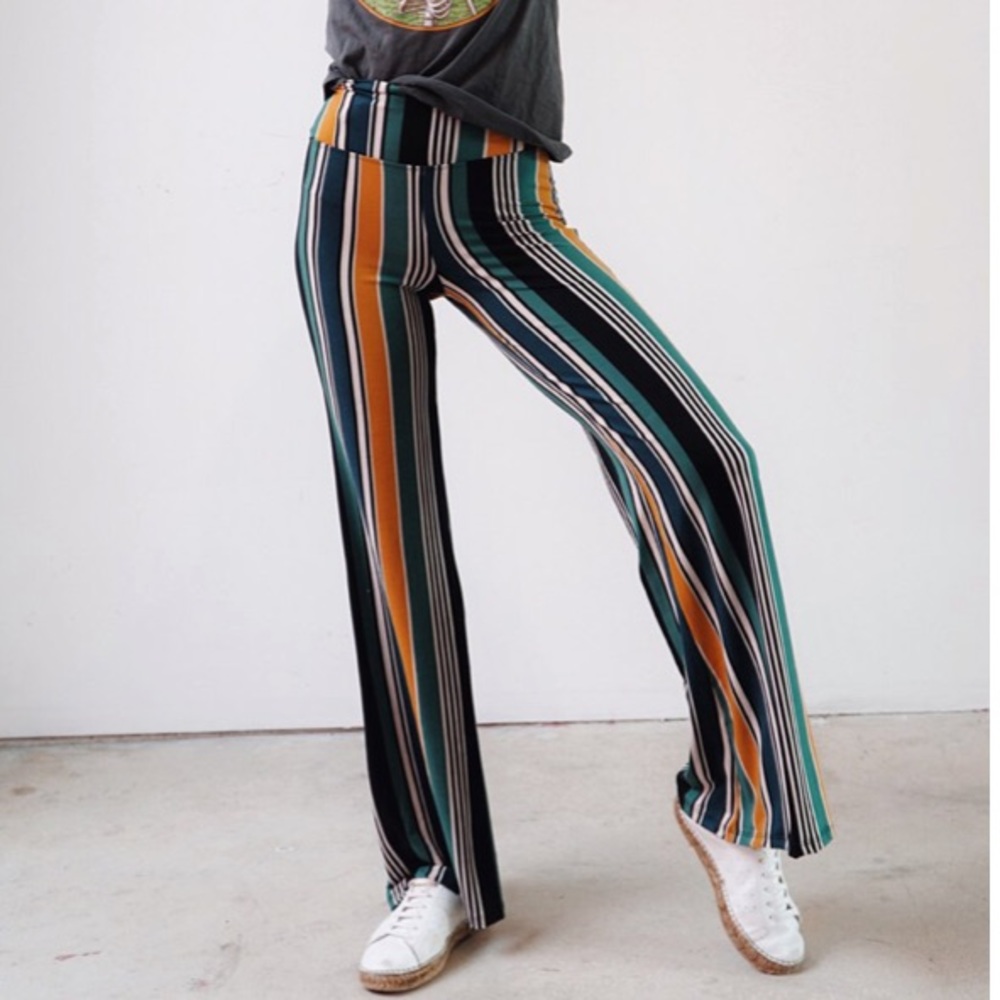 Orange Crystal Stripe Flare Pant
